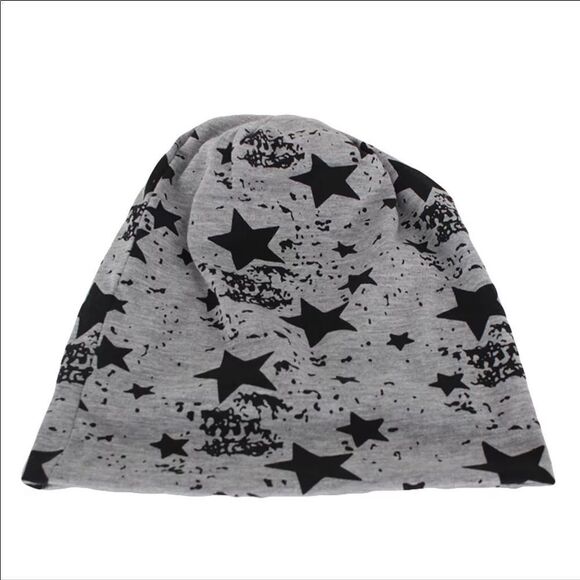 Navy Blue Cosmic Stars Lightweight Year Round Cotton Beanies - NEW - Picture 3 of 4